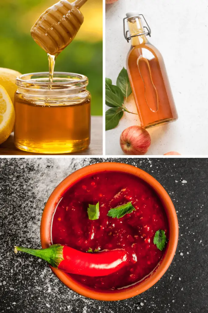 Tabasco sauce, vinegar & honey
